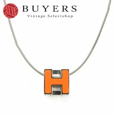 Used Hermes Necklace Cage De Ash H Cube Orange