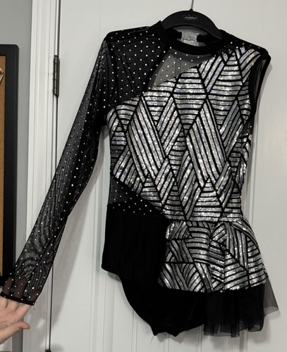 Jazz/Tap/Dance Costume - A Wish Come True- Adult L - Black W/Silver Sequins