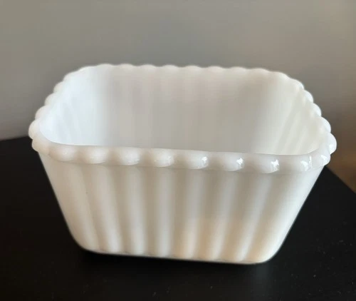 Vintage White Milk glass Rectangular Dish