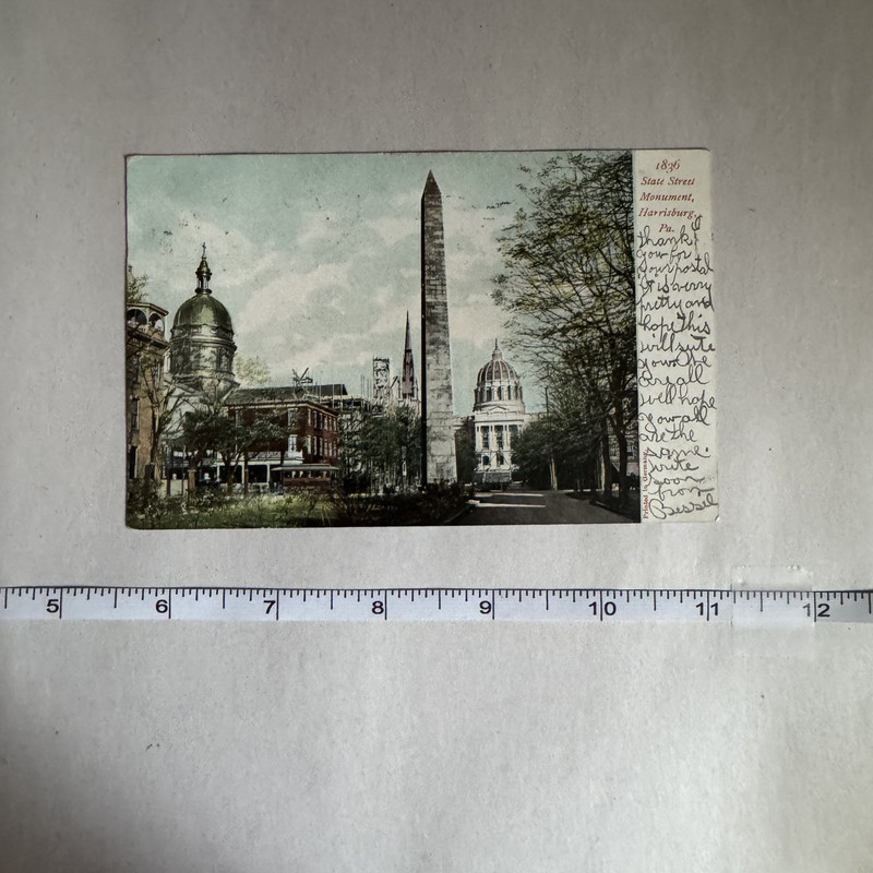 1906 undivided back postcard State Street Monument Harrisburg PA 1836 Vintage