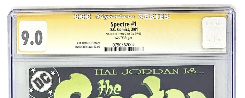 Specter #1 CGC 9.0 (2001) DC Comics, Signed by Ryan Sook! (Old Holder) - Image 3 of 4