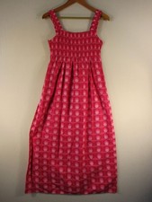 Zara Dress Womens S Smocked Bodice Maxi Sundress Pink Geometric Summer Print