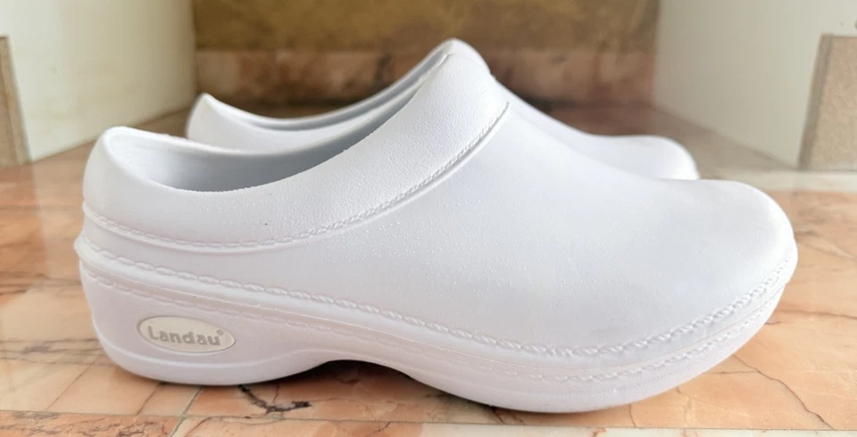 Zuecos cómodos de enfermería Landau Foot Wear RX blancos sin cordones para mujer’s 7/hombre’s 5 Foto 2 de 4
