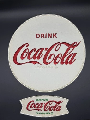 Vintage 7”  uniform patches DRINK COCA COLA large round red and white unused