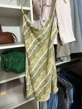Urban Outfitters Yellow/Black Animal Print Cowl Neck Zip Mini Slip Dress L