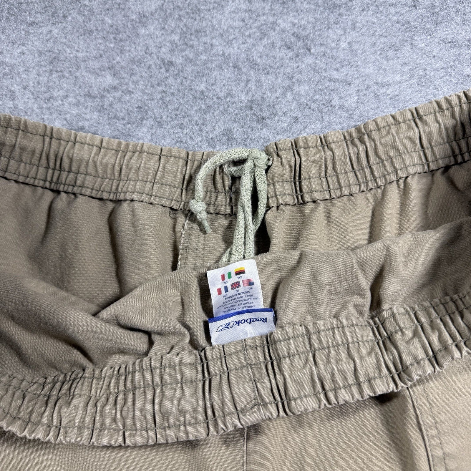 Reebok Cargo Shorts Mens 3XL Tan Drawstring Utility Cotton Outdoor Relaxed VTG thumbnail 5