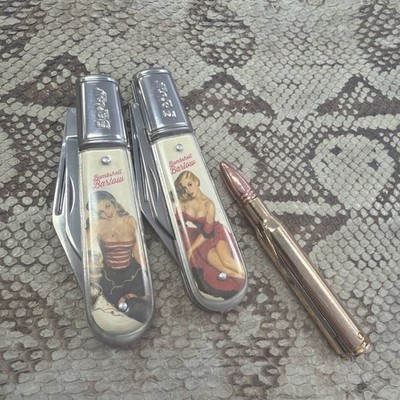 2 Novelty Cutlery Bombshell Barlow Barlow 2 Blade 3 1/2'' Pocket Knife, plus extr
