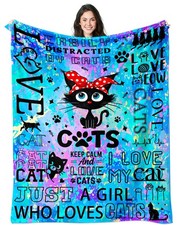 Cat Blanket Gifts for Girls Women 50x40 Soft Flannel Throw for Bedding
