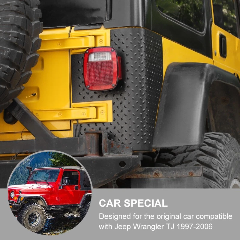 Pair Rear Body Armor Tall Corner Guards for Jeep Wrangler TJ 1997-2006 Black Foto 2 de 4