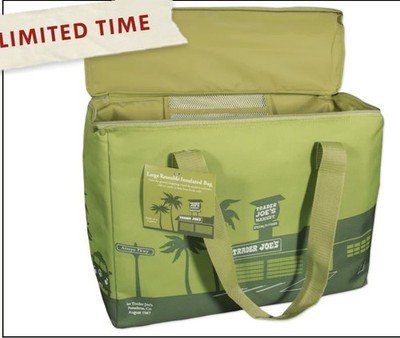 Trader Joe's 8 Gallons Reusable New Bag Cooler Large Insulated Tote Olive Green