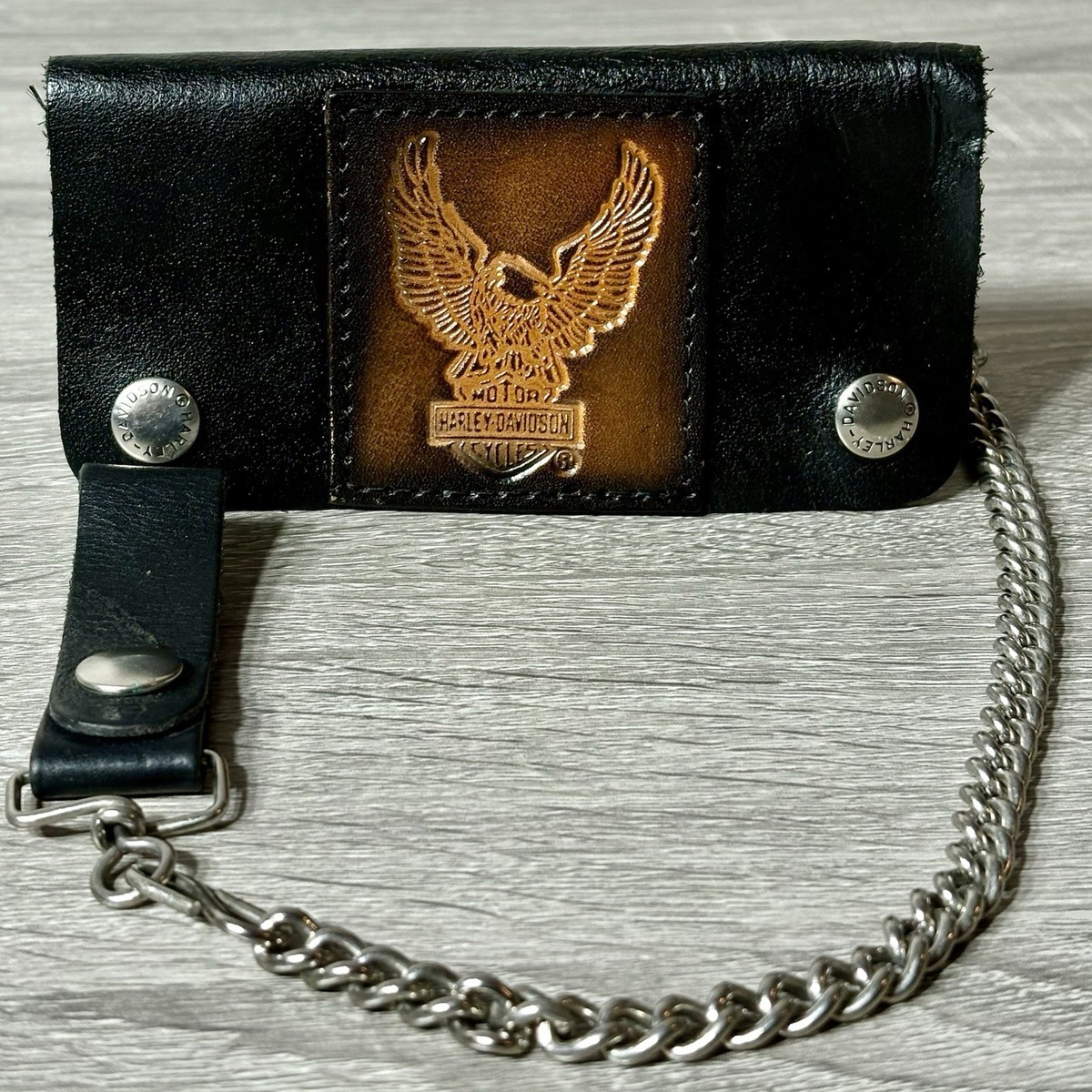 Vintage Harley Davidson Bar & Shield Leather Wallet With Chain