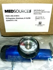 Oxygen Regulator, Aluminum Body, 0-15 LPM Medsource 010R15