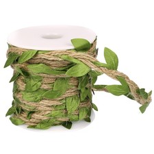 Natural Jute Twine with Green Leaf Ribbon   33ft Decorative Vine Rope for Gar...