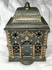 Cast Iron Bank Building Bank 5.25&rdquo; Patent Feb 2 1875 Cast Iron Bank Building
