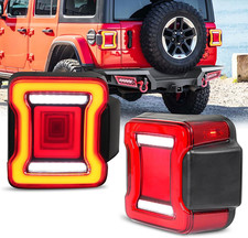 JL Tail Lights, Smoked LED Tail Lights Fits for Wrangler JL 2018-2026 with Rever