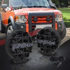 6" Universal 4X4 Black Guard Smoked Lens Bull Bar Offroad Fog Lights w/Switch