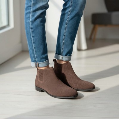 Vivaia Boots 8.5 Womens Brown Chelsea Synthetic Block Ankle Square Toe Low Solid