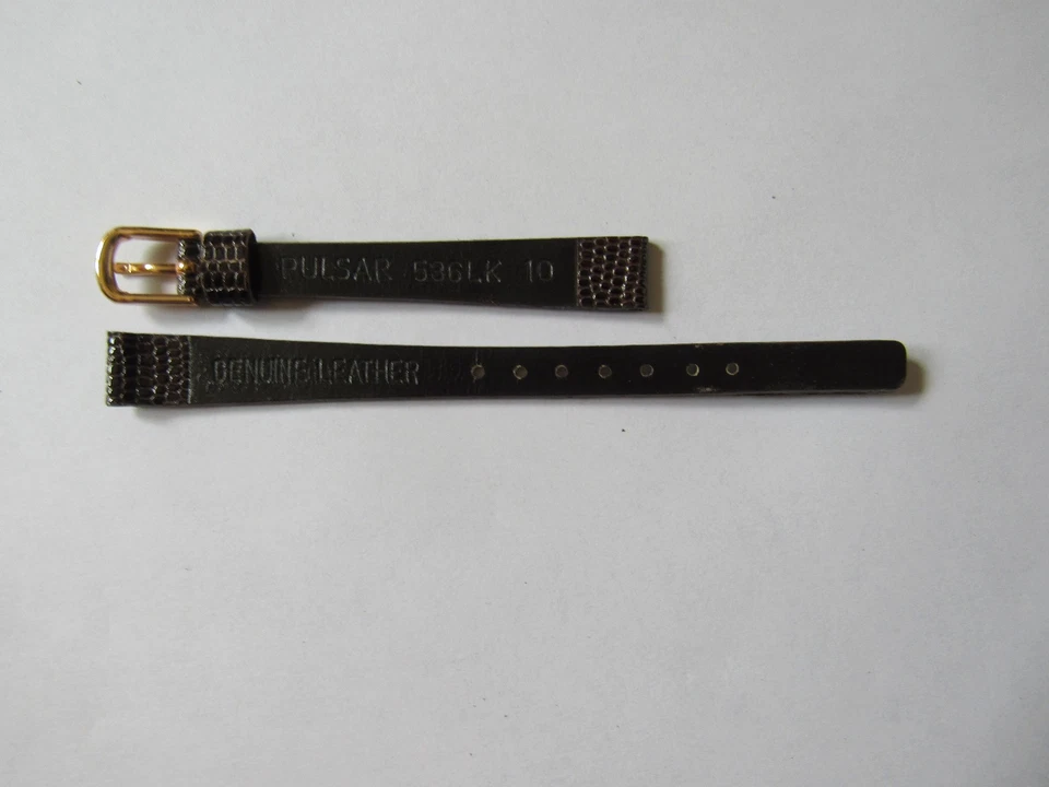 Ancien bracelet femme montre PULSAR 536LK MARRON - Cuir Véritable - 10 mm - TBE - Photo 2/2