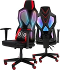 Red Gaming Chair Ergonomic Computer Seat with RGB Lights Massage