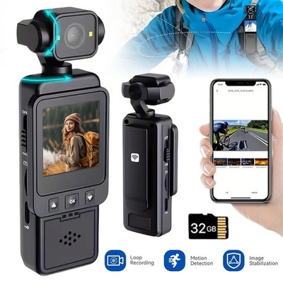 Action Cam 1080P Kamera mit 32GB TF Karte WiFi Helmkamera Sportkamera 360°Klamme