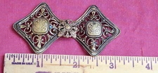 Antique Victorian Brass or Bronze Filigree Belt Buckle with Markings Slovakia