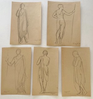 Original Vtg Antique Nude Sketches Drawings Lot Artist Katharine Beecher Stetson