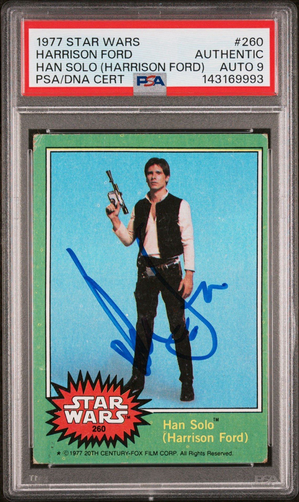 1977 Topps Star Wars #260 Harrison Ford Signed Han Solo Rookie PSA/DNA AUTO 9 RC