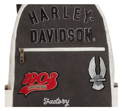 HARLEY-DAVIDSON バックパック 黒/オレンジ Harley-Davidson Black Backpack Motorbike Bag Zipper Orange