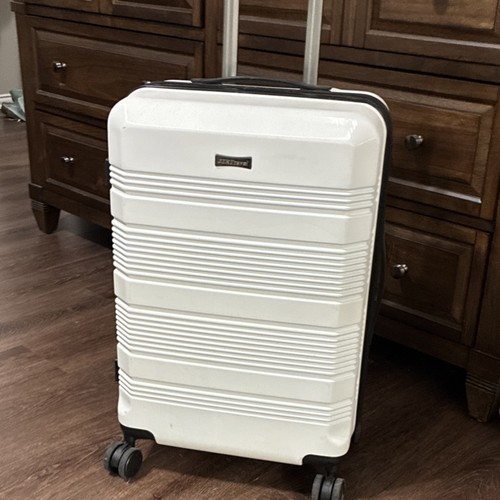 JZRTravel White Hardcase Spinner Suitcase with TSA Lock and Wheels