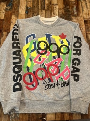 Sweater Men s Crew Neck  GAP GQ × DSQUARED2  LE print Bold Colors
