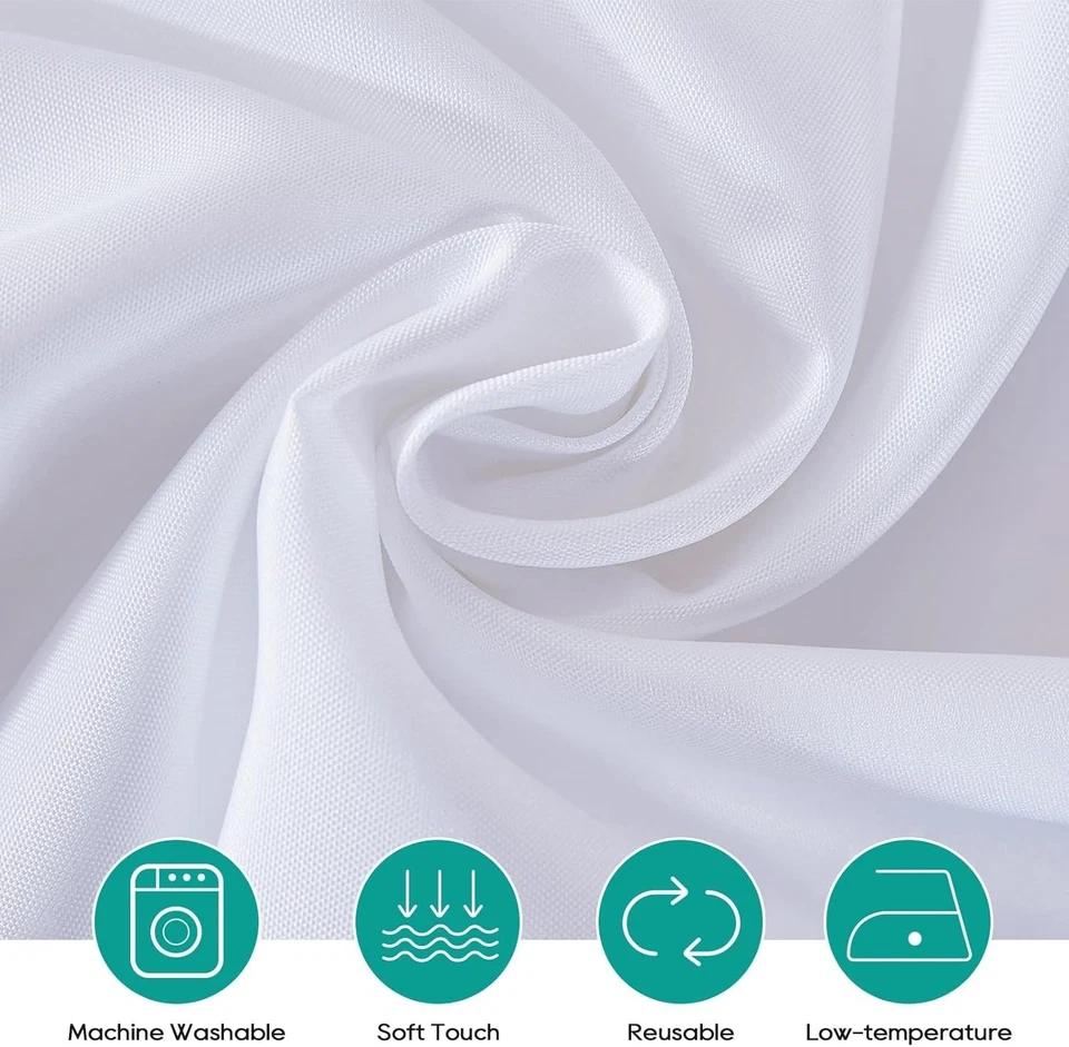 Durable 5-Pack White Round Tablecloths - 120-Inch, Ideal for Weddings & Banquets - Image 4 of 4