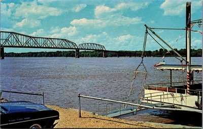 Mark Twain Memorial Bridge Hannibal MO Mississippi River Excursion Boat Postcard