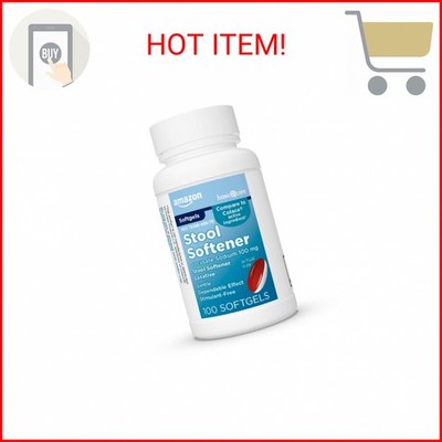 Amazon Basic Care Stool Softener Laxative, Docusate Sodium 100 mg, Softgels, For
