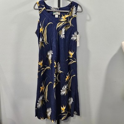 Paradise Found Hawaiian Navy Bird of Paradise Tank Dress Women's 2X Large