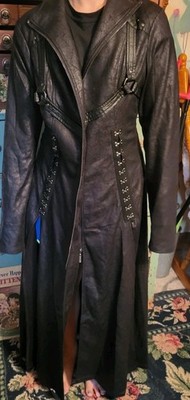 Womens Punk Rave size 3X - fits more like M L black corset lace long Goth jacket