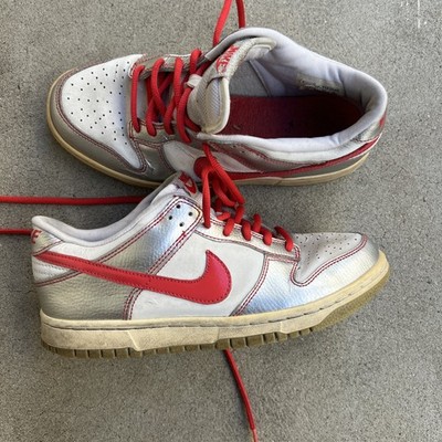 Nike Dunk Low Metallic Silver Red Rare Size 6Y 309601-062 NO BOX READ