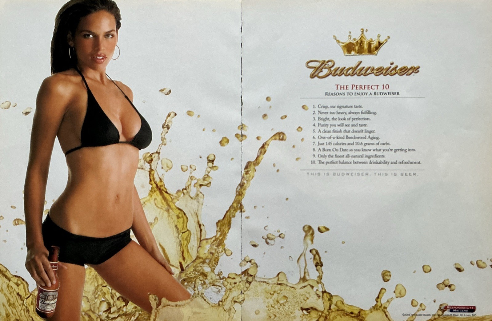 2005 Budweiser Beer 2-Page PRINT AD Sexy Bikini Model Perfect 10