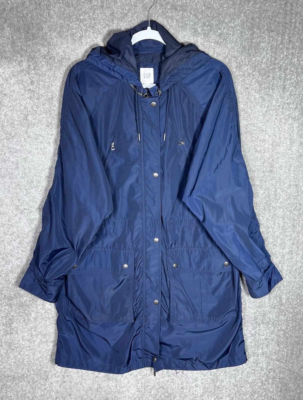 GAP Anorak Windbreaker Rain Coat Mens Size MT Blue Iridescent Polyester Pockets