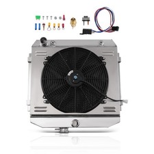 Aluminum Radiator Kit 1955-1957 Chevy 150 210 Bel Air V8 3-Row AT Cooler 5057
