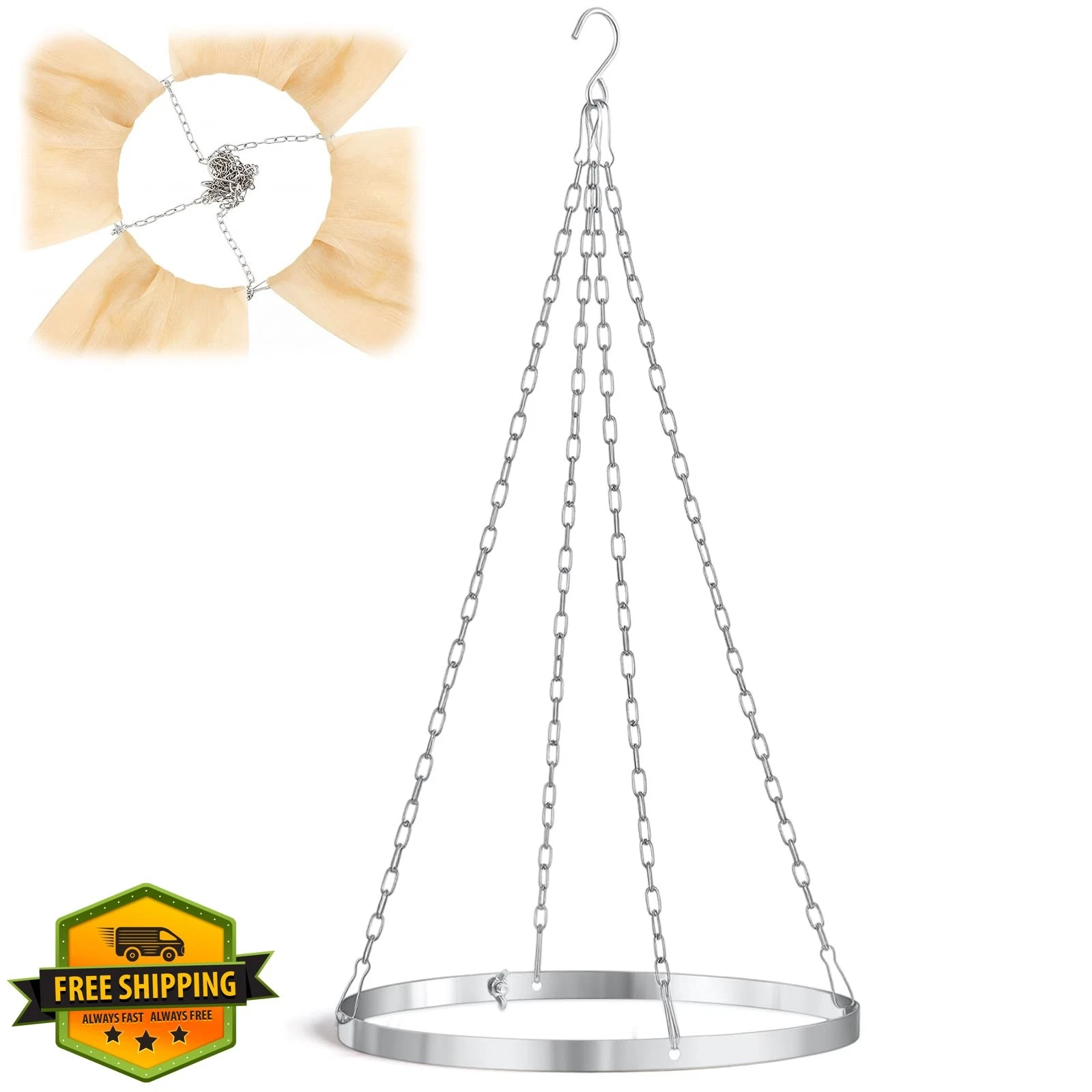 Otoolling Silver 12" ceiling drapes kit 4 panels