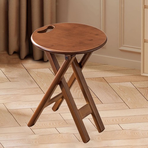 Foldable Stool Round with Handle Folding Bar Stool for Kitchen Home Outdoor - Picture 3 of 7