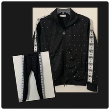 RARE Chiara Ferragni Women  s 2pc Track Suit Small Black Rhinestone Evil Eye