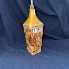 Gorgeous Clay Art Hand-Painted Ceramic Olive Oil / Vinegar Dispenser SUNFLOWER 
