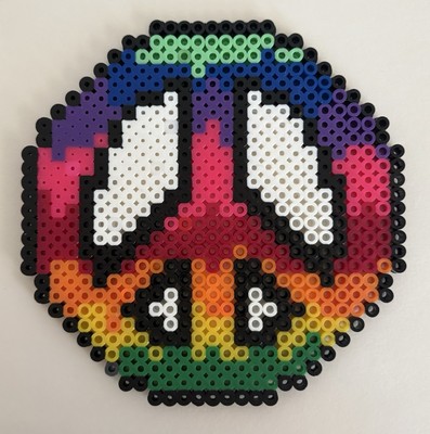 Peace Sign Perler Bead Pixel Art Handmade Crafted Fused