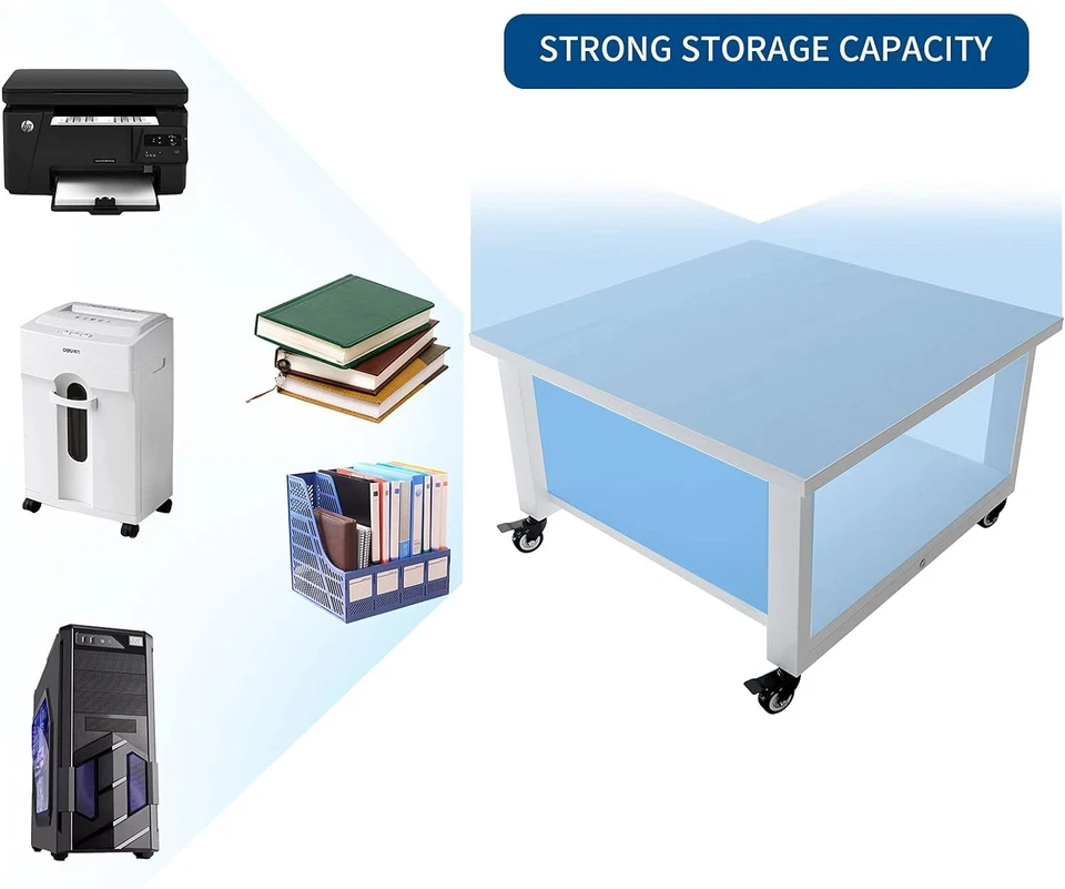 Soporte para impresora láser de 2 niveles, 19,7''x19,7''x12,6'' soporte para copiadora de mesa de impresora grande Foto 4 de 4