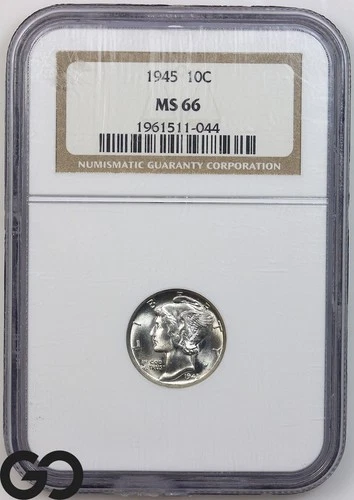 1945 Mercury Dime NGC MS 66 ** Blast White Premium Quality Blazer!