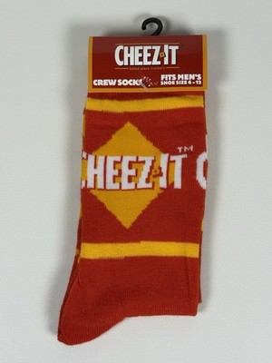 Cheez-It Fun Novelty Graphic Socks Men s Size 6-12 NWT Pair Crew Socks Cheesy