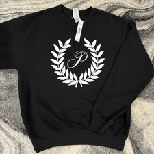 New Victoria  s Secret PINK XS Ivy Fleece Crew Sweatshirt Black Fleece Top NWT