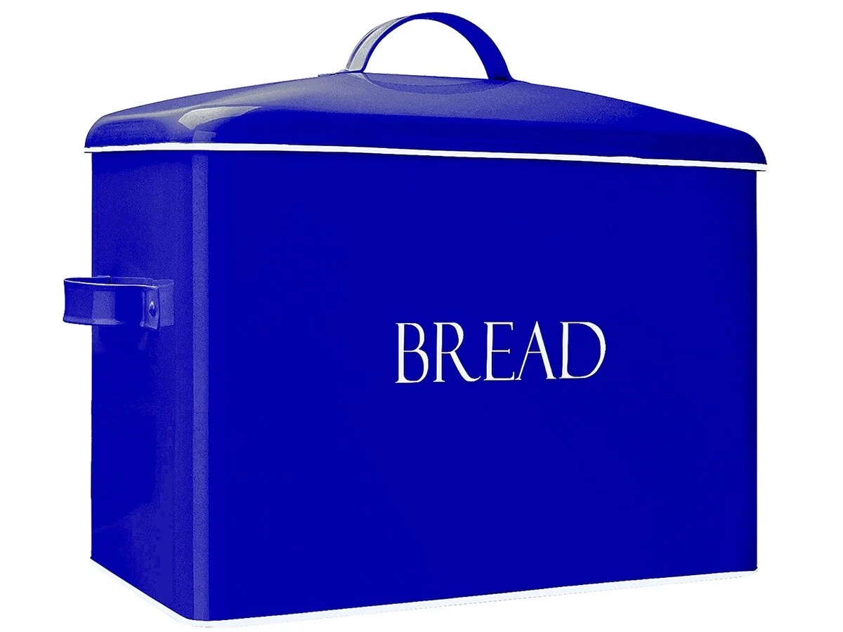 Outshine Vintage Metal Bread Box Storage Bin Container Holder Kitchen Blue Large
Opens in a new wind