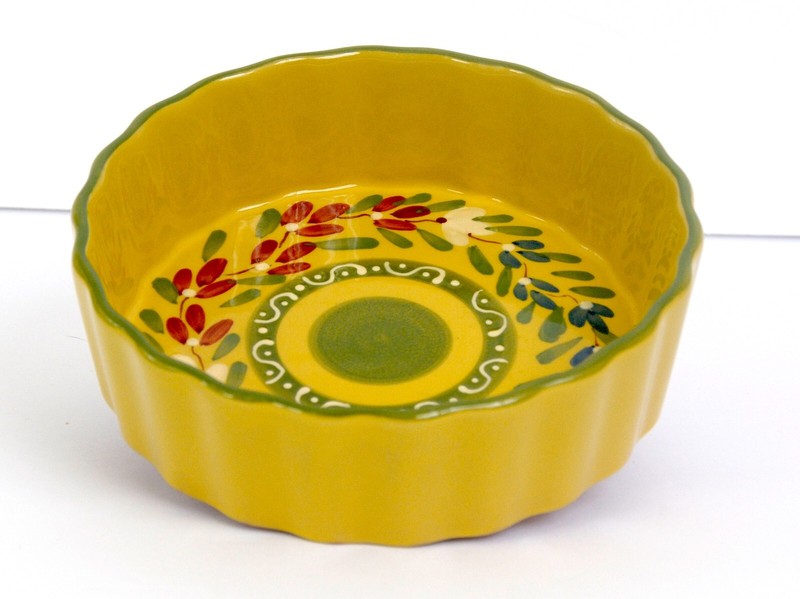 Baum Bros Sienna Collection Style Eyes 6" Casserole Quiche Gold Floral Garland
